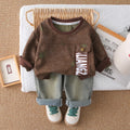 2025 Spring Autumn New Style Boys Clothing Sets Little Boys Casual Sportswear with Star Sweatshirt Jeans Jersey Letter Design