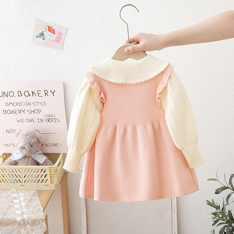 knitted winter dress with teddy