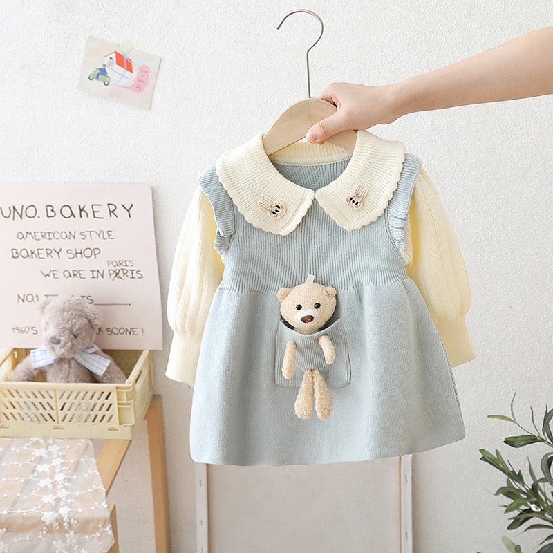 knitted winter dress with teddy