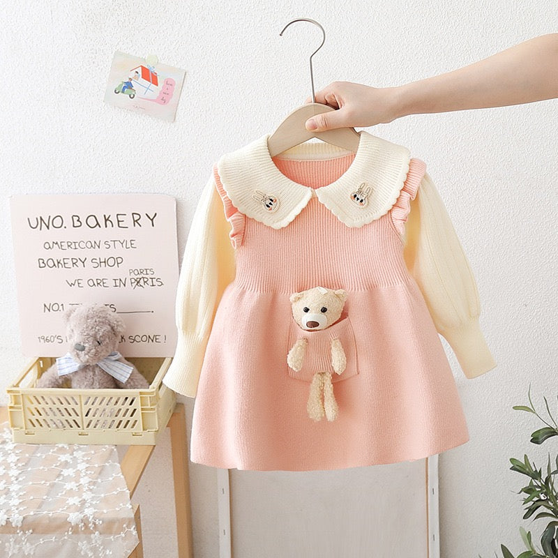 knitted winter dress with teddy