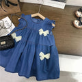 Three tier bow denim dress
