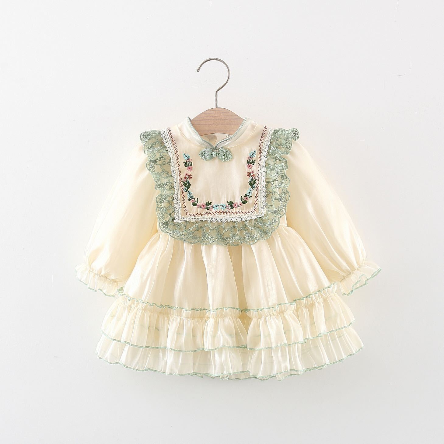 Embroidered lace layered dress