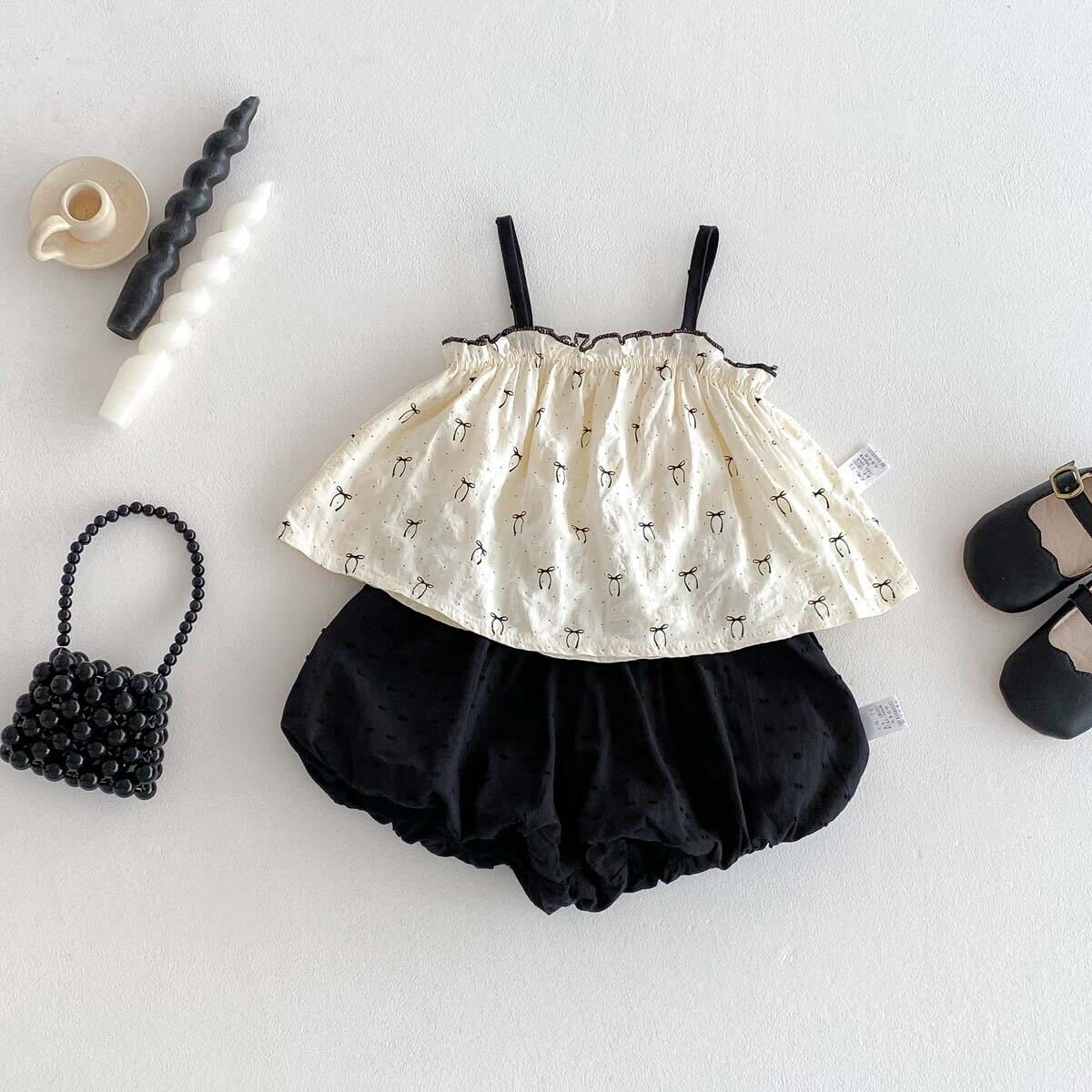 Bow printed top and shorts set