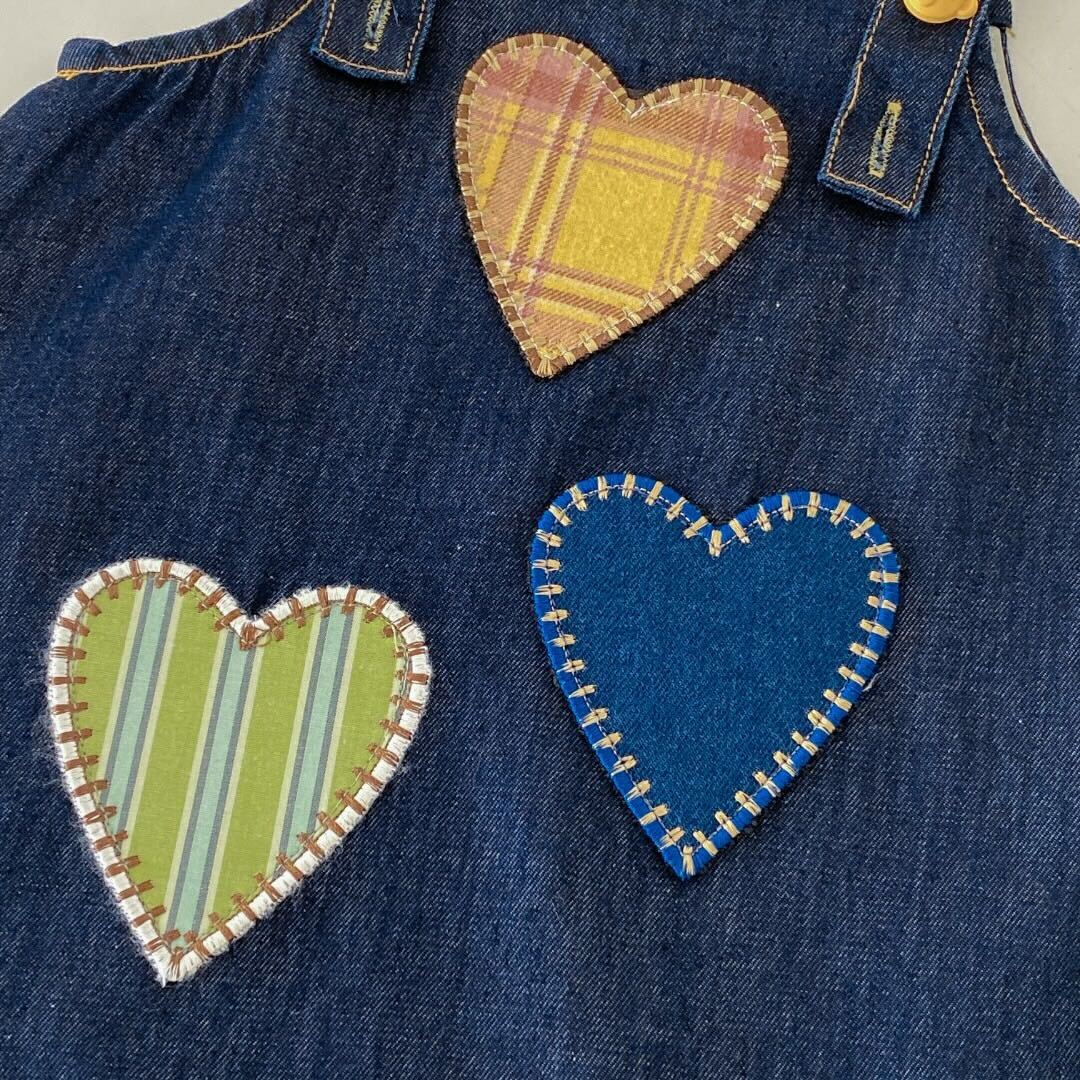 Heart denim dungaree dress and tshirt premium set