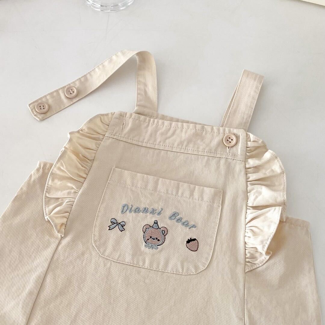 Ruffle Dungaree and tshirt premium set