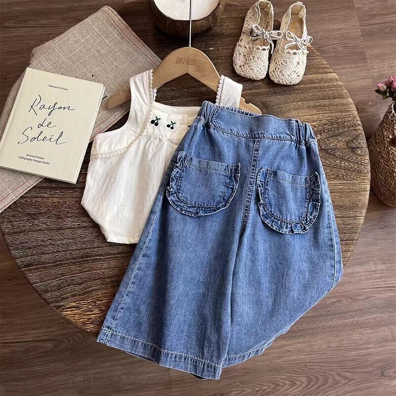 Embroidered top and denim set