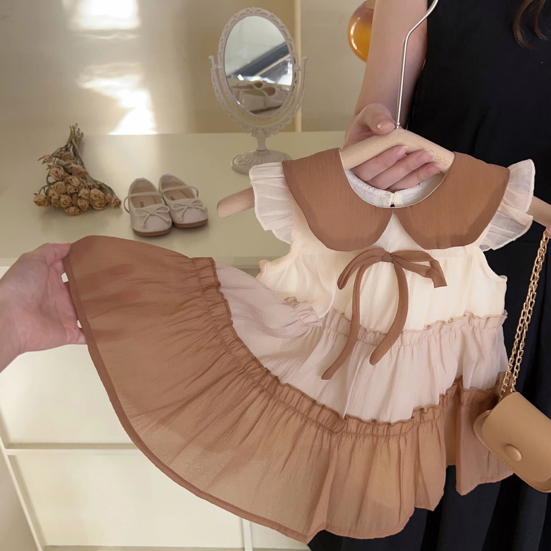 Multi color layered net dress