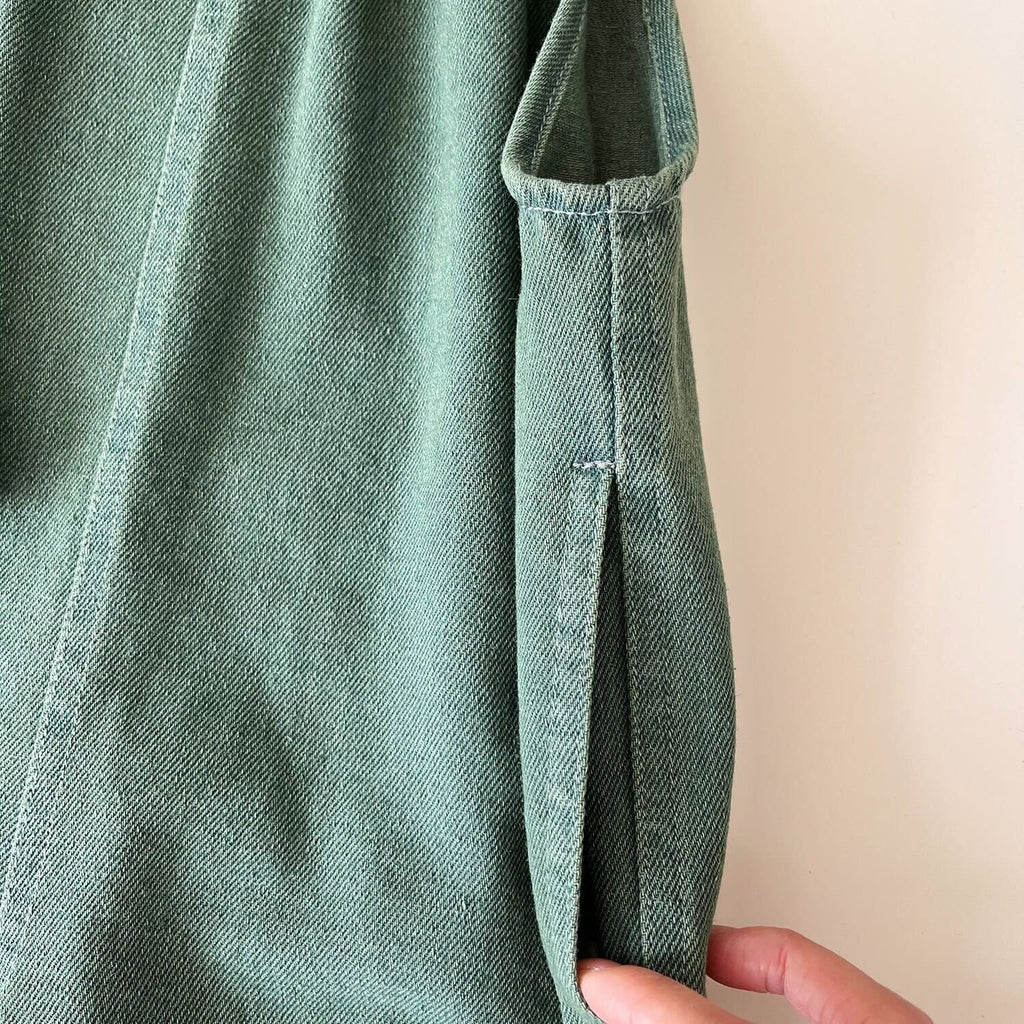 Striped sleeveless tee and denim pocket dungaree set