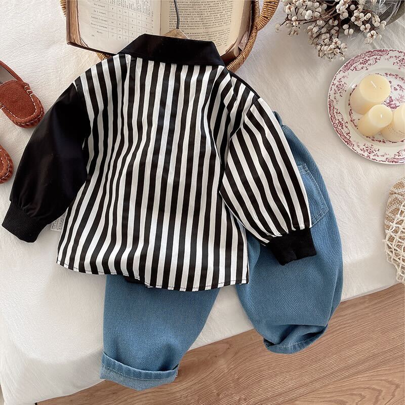 Striped shirt and denim set