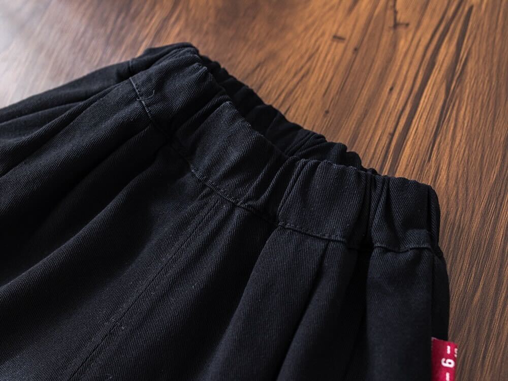 Shirt with tie and pants and denim cardigan set