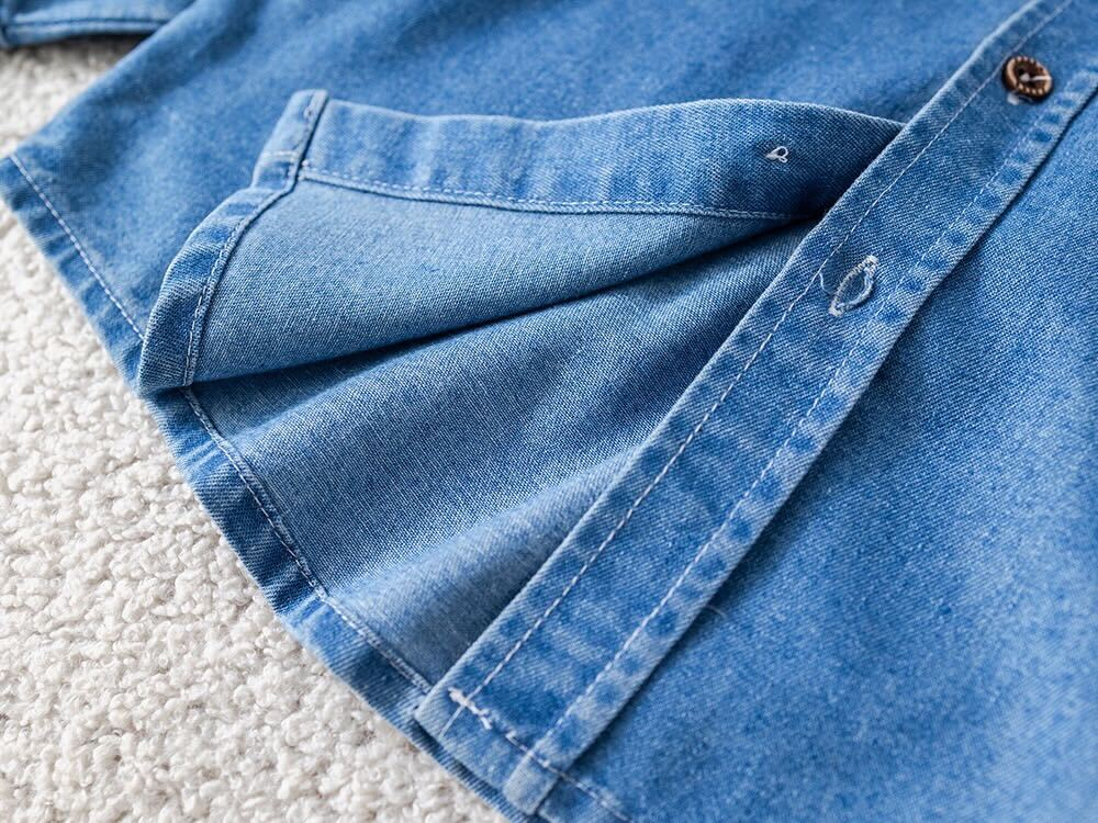 Denim shirt and pants with cardigan