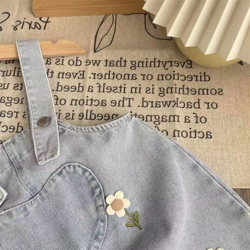 Flower dungaree and lace top set