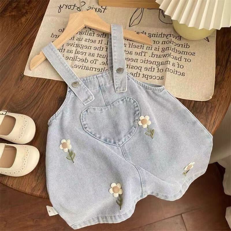 Flower dungaree and lace top set