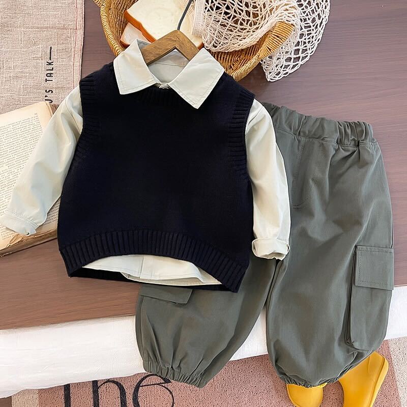 Sweater shirt and cargo pants 3 piece set