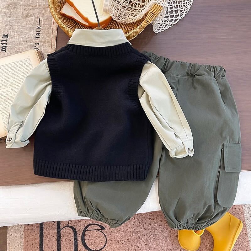 Sweater shirt and cargo pants 3 piece set