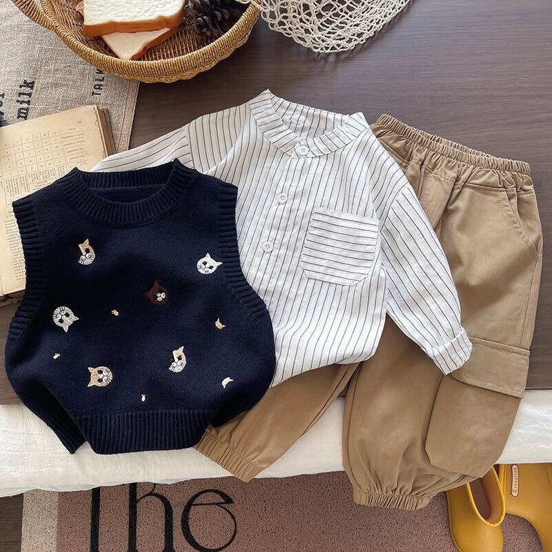 Sweater shirt and cargo pants 3 piece set