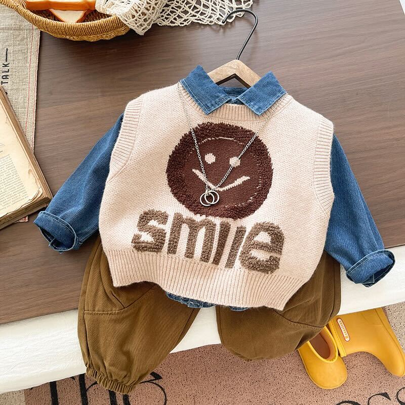 Smile sweater shirt and pants 3 piece set