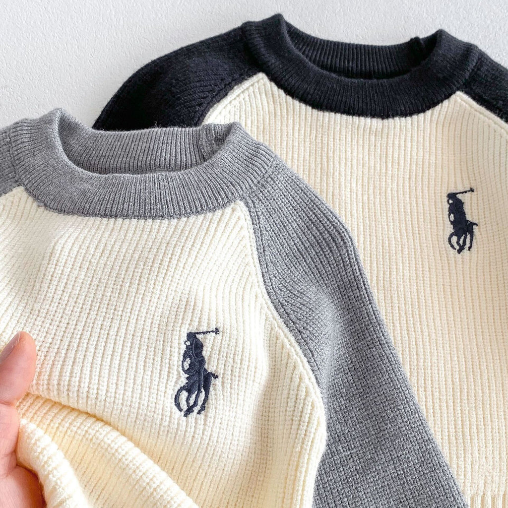 Knitted contrast sweatshirt and pants set