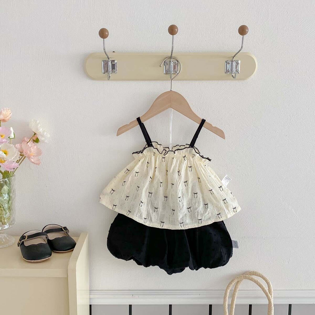 Bow printed top and shorts set