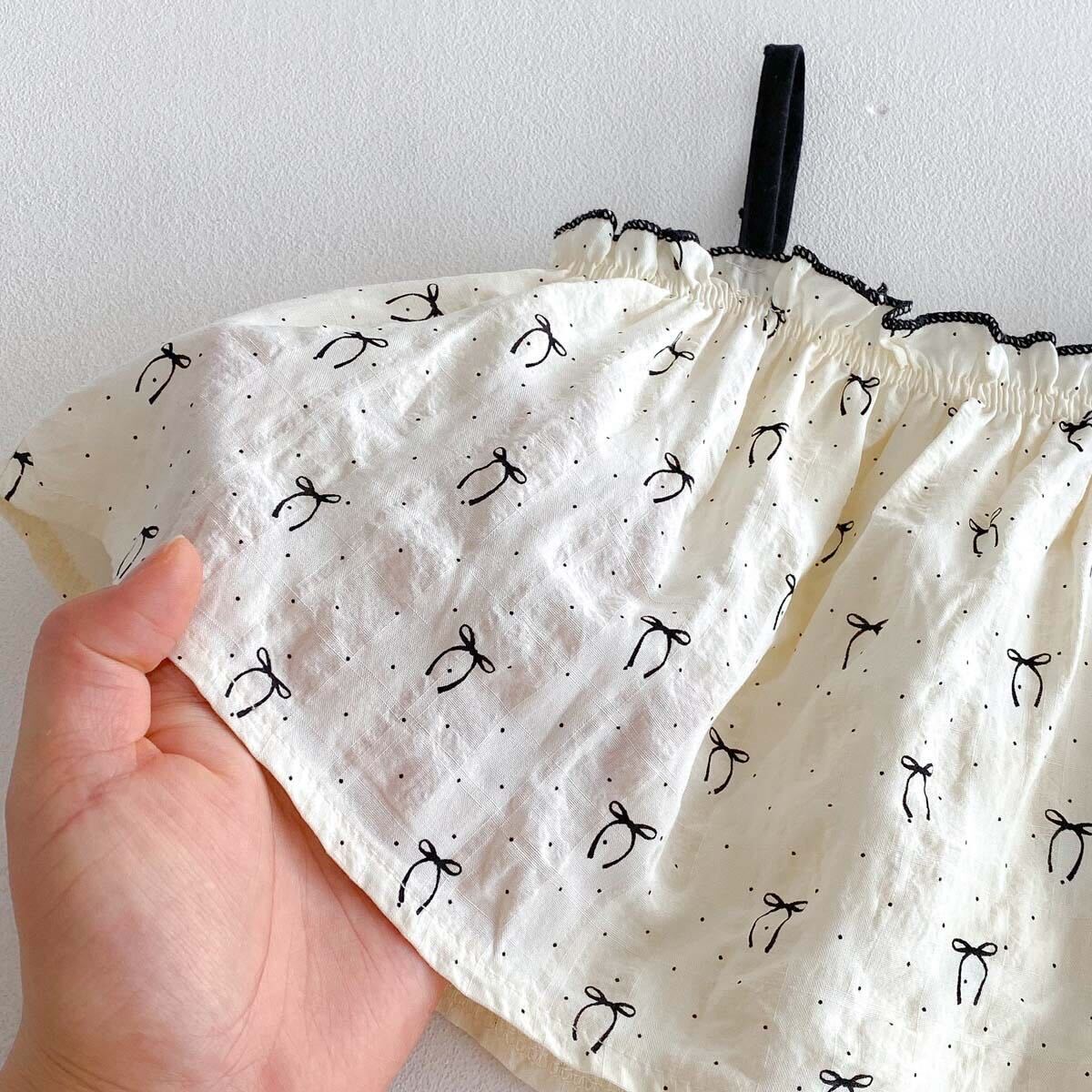 Bow printed top and shorts set