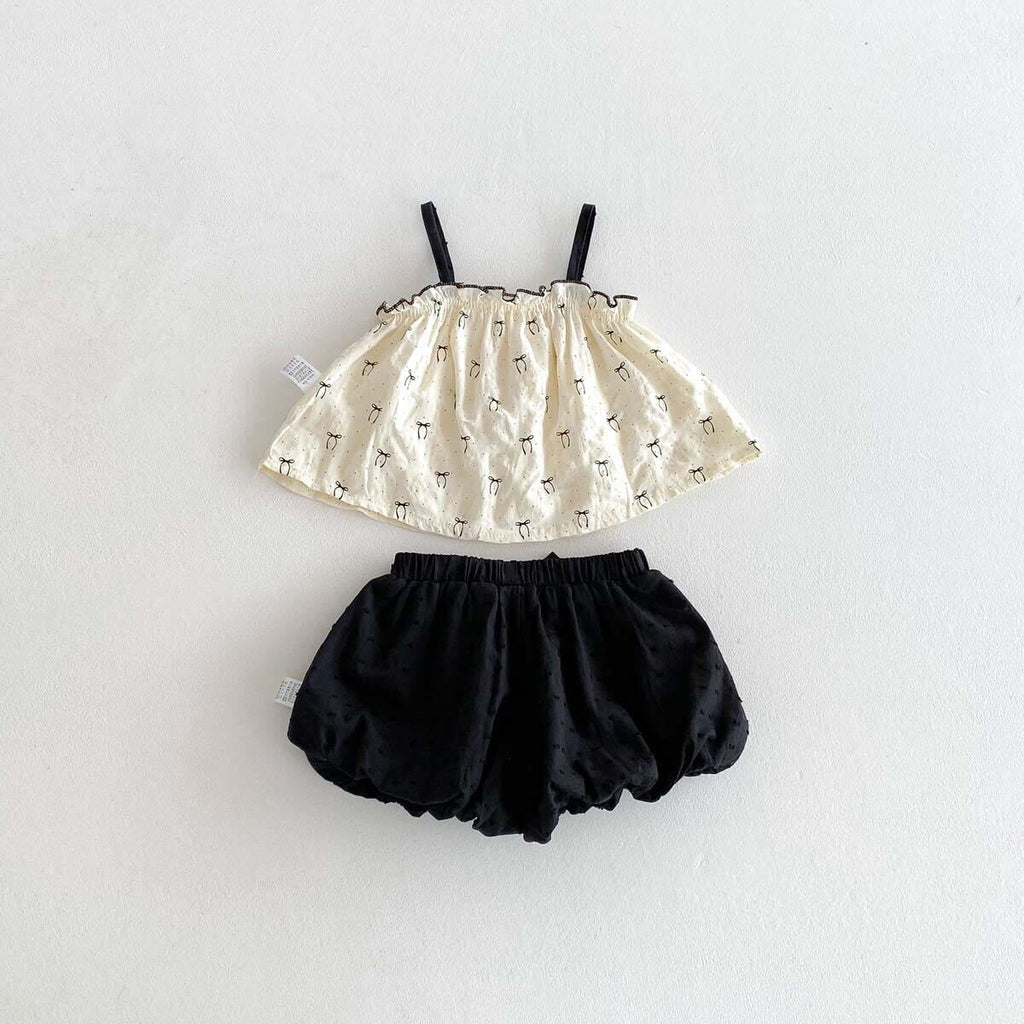 Bow printed top and shorts set