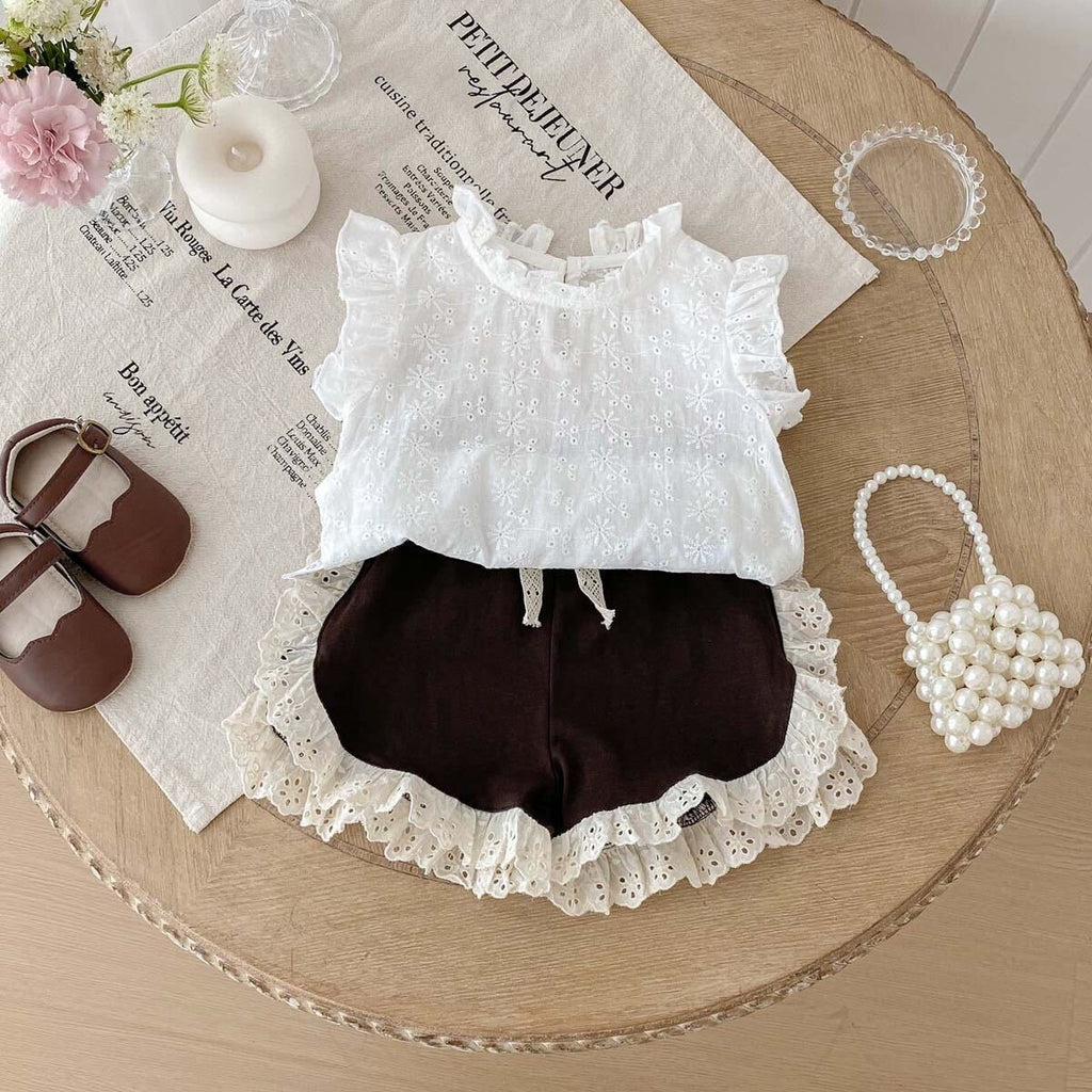 Lace top and shorts set