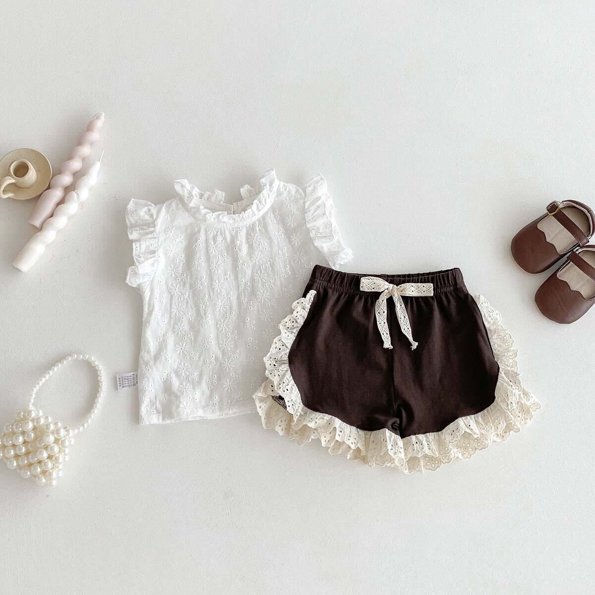 Lace top and shorts set