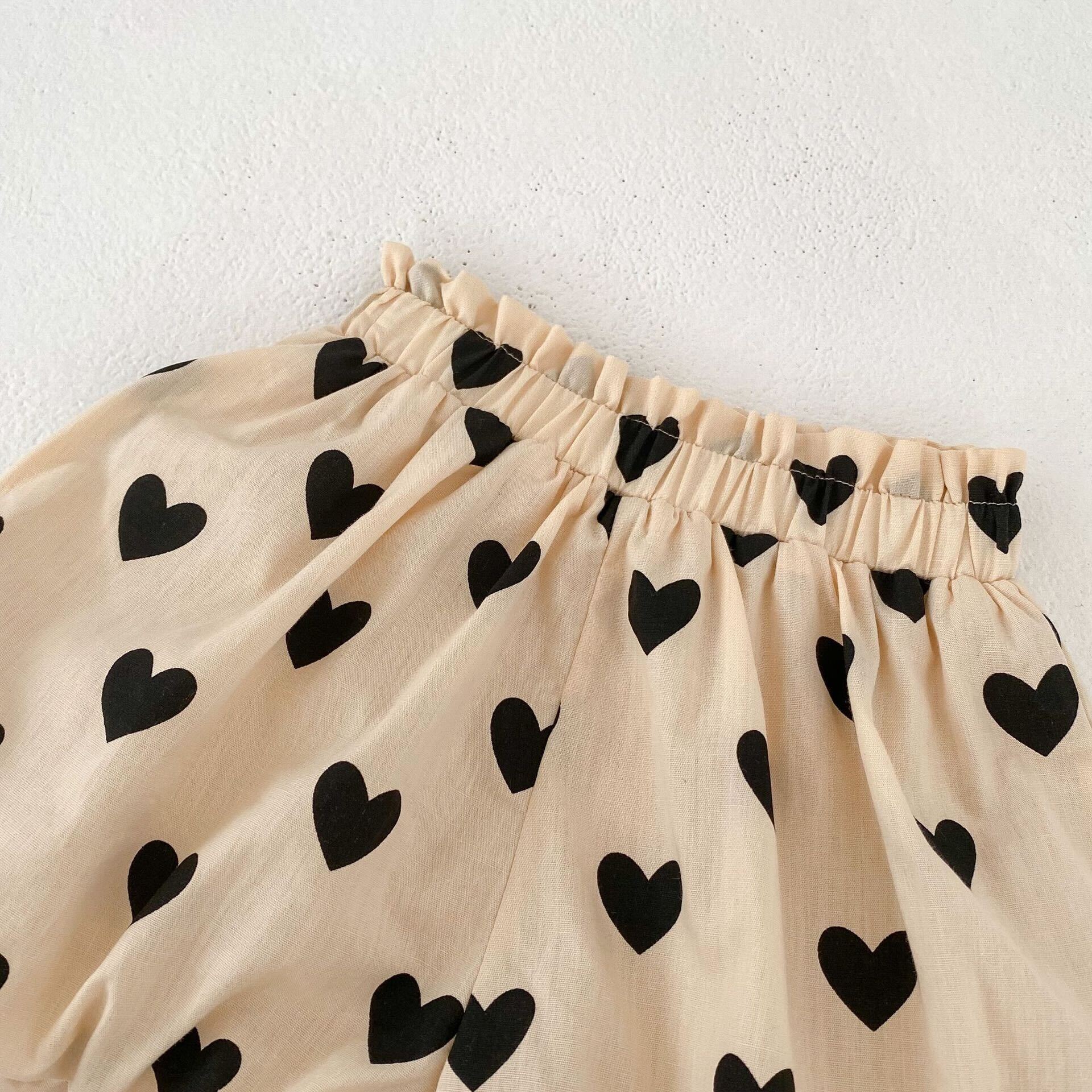 Heart printed top and shorts summer set