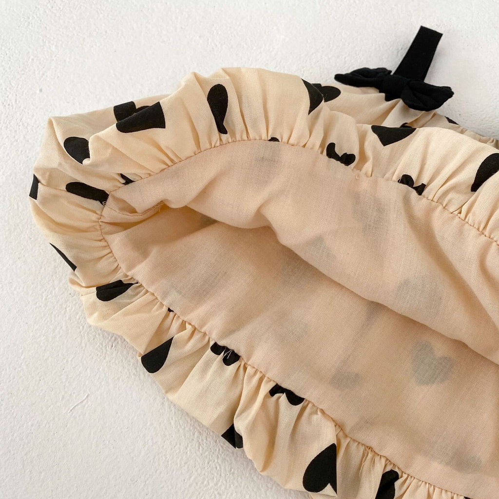 Heart printed top and shorts summer set