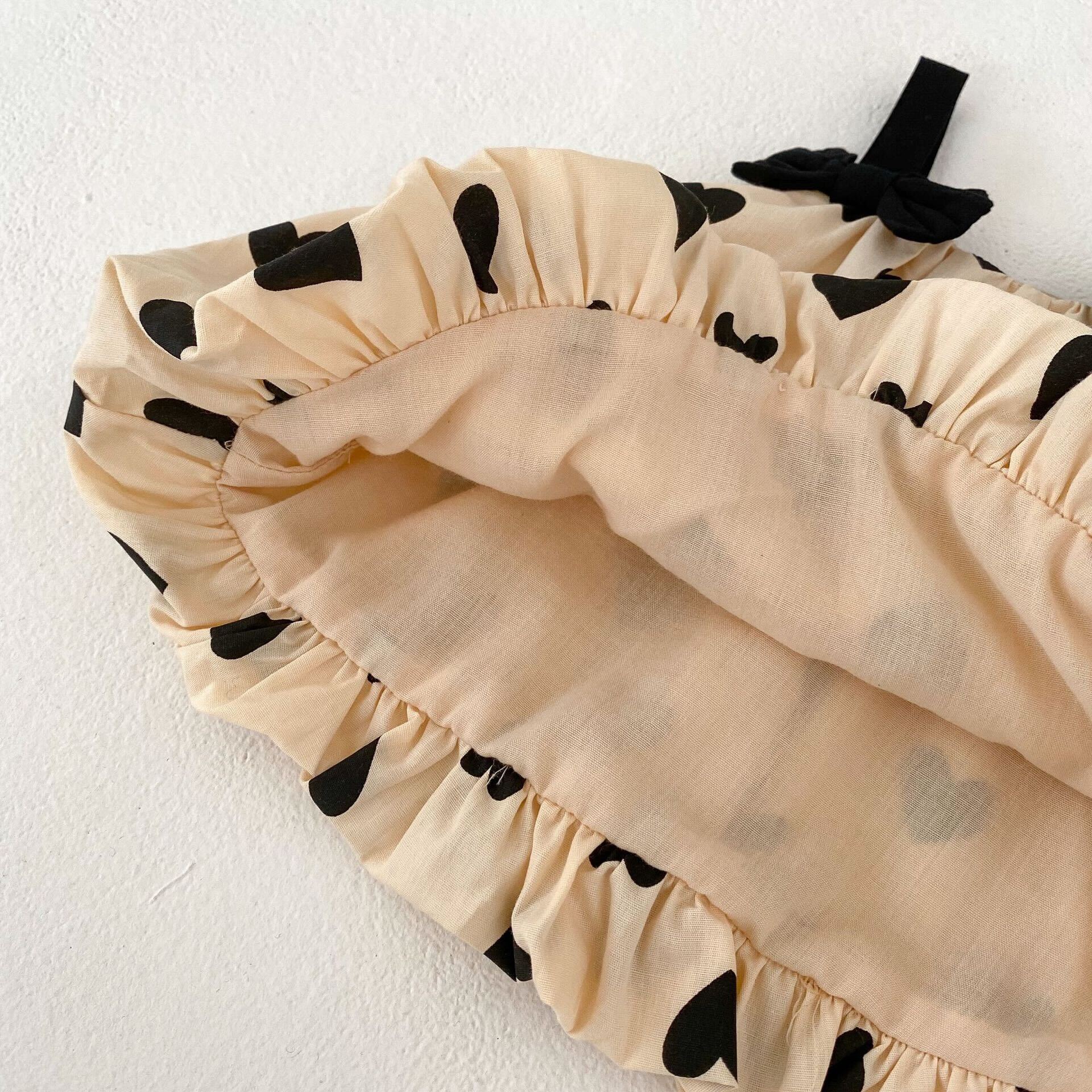 Heart printed top and shorts summer set