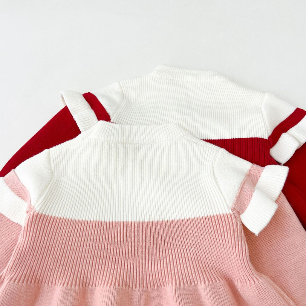 Pearl bow knitted dress