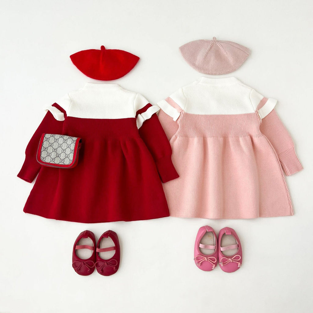 Pearl bow knitted dress