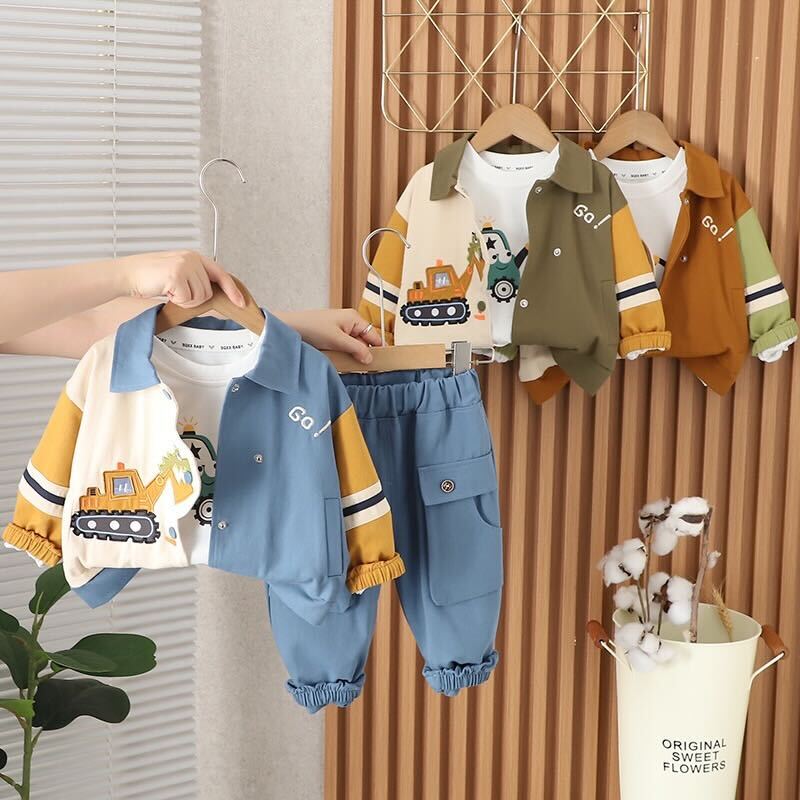 Dino jacket with tshirt and cargo set