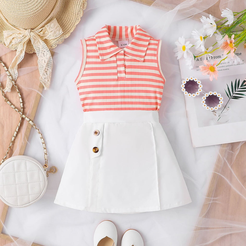 Orange striped top and skirt set