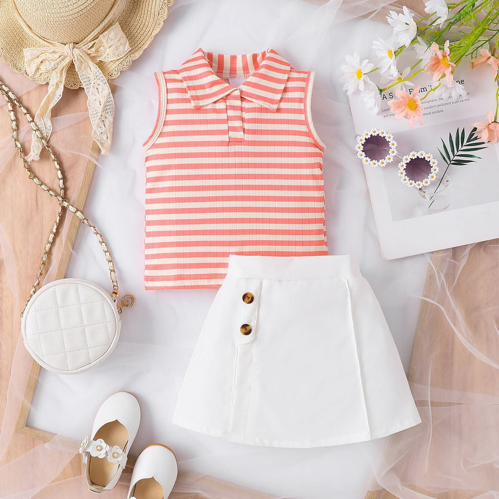Orange striped top and skirt set