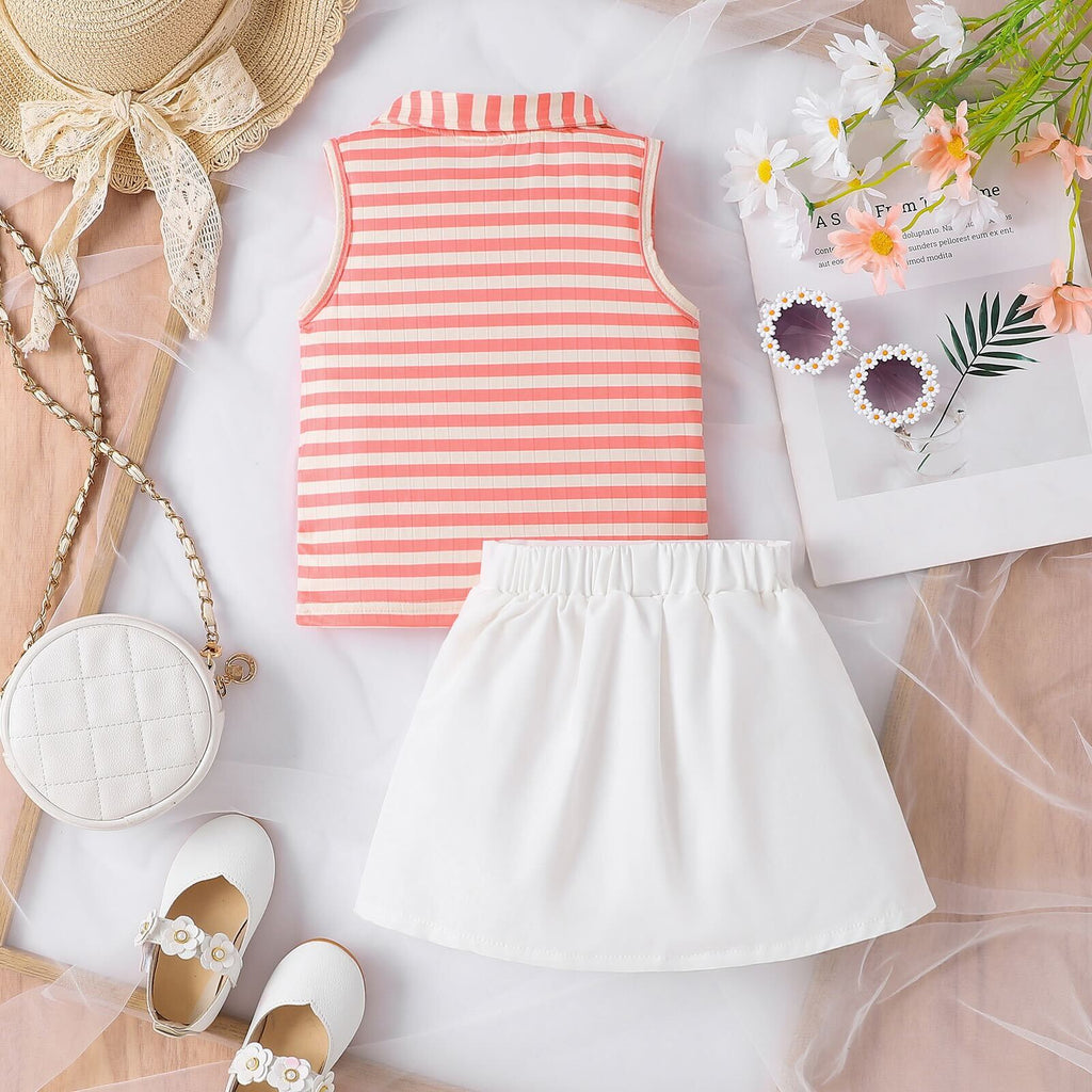 Orange striped top and skirt set