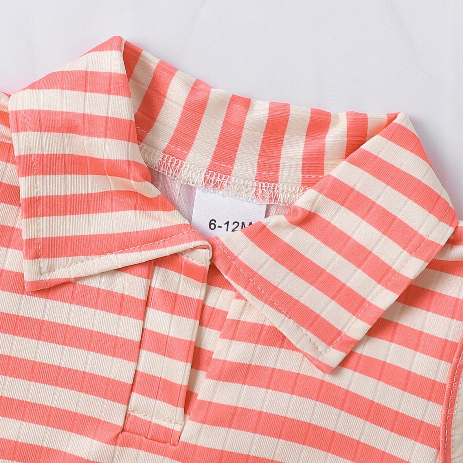 Orange striped top and skirt set