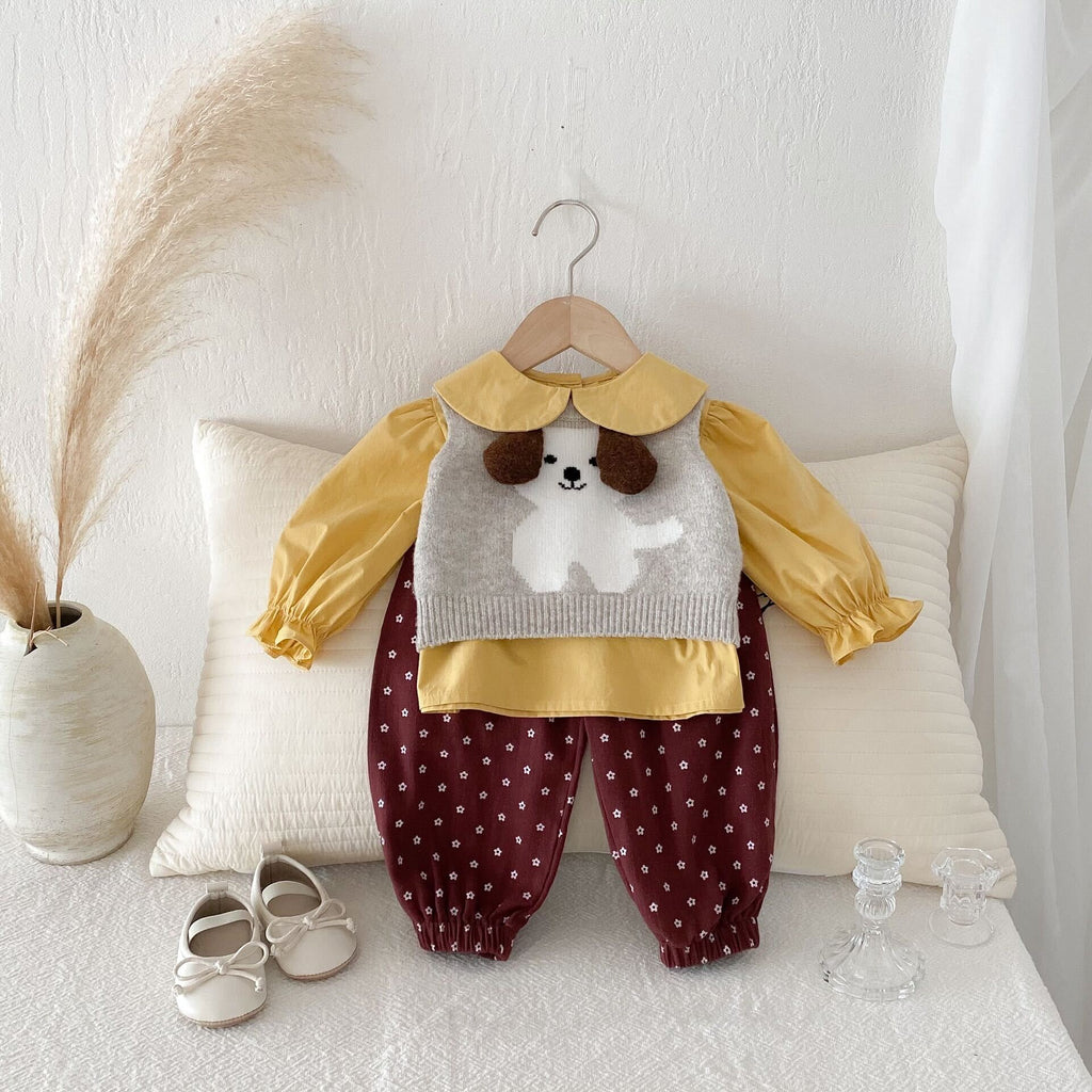Dog sweater three piece set