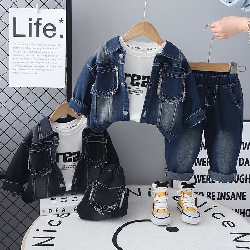Rugged denim jacket premium set