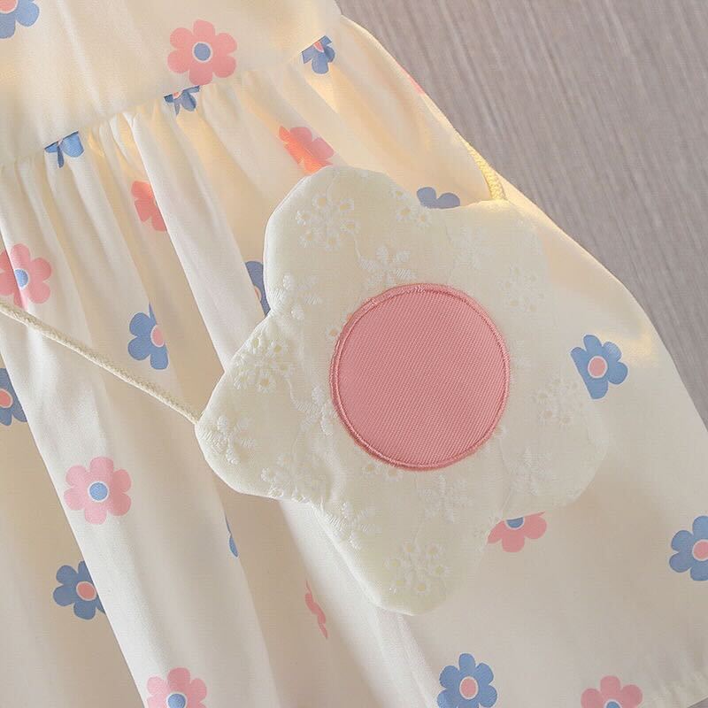 Flower printed dress with bag