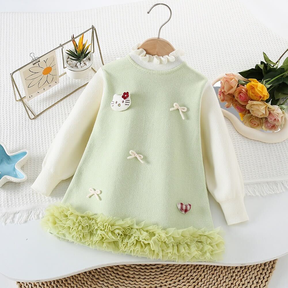 Ruffled knitted winter dress