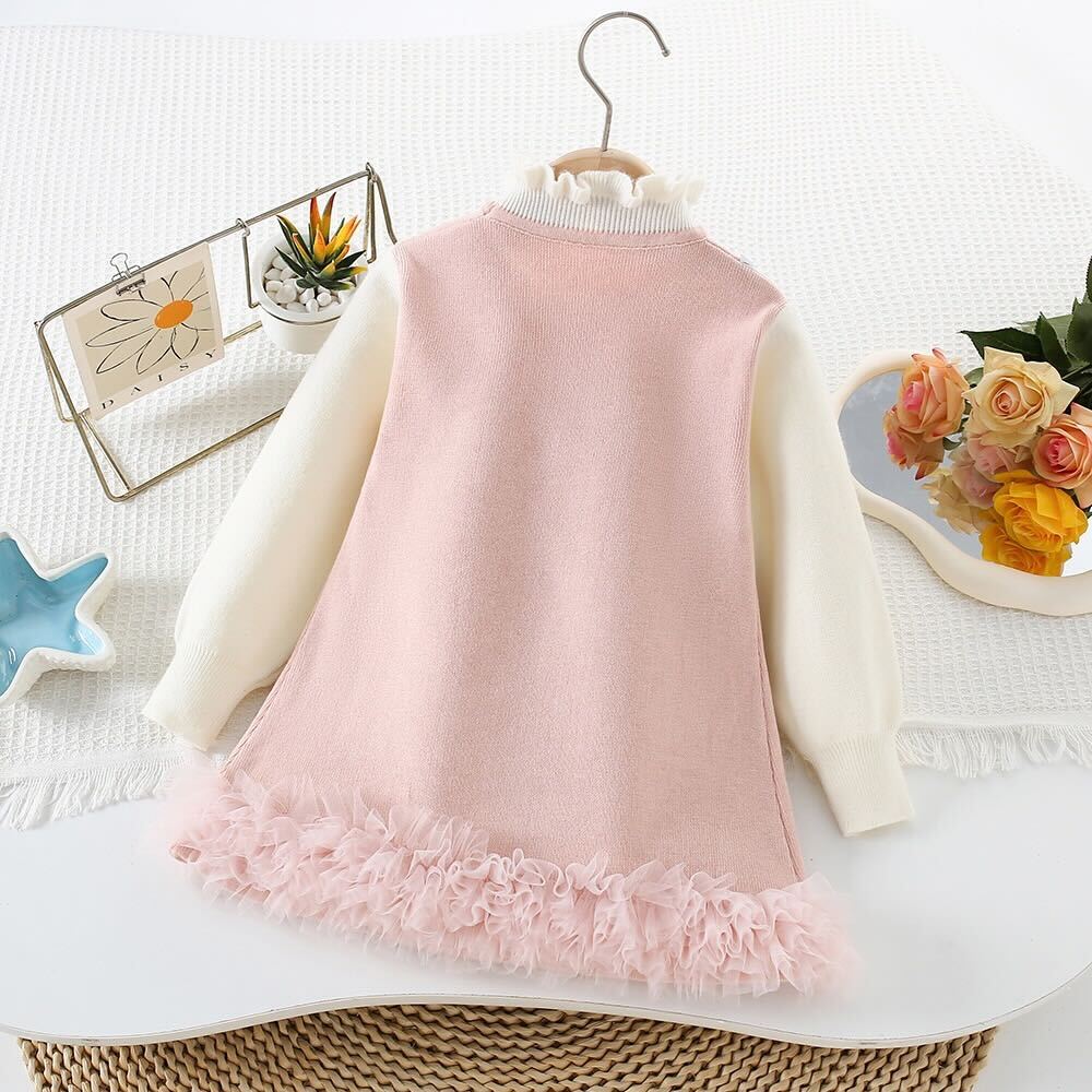 Ruffled knitted winter dress