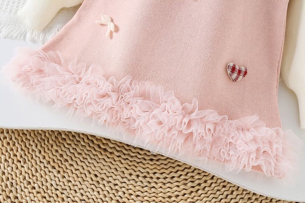 Ruffled knitted winter dress