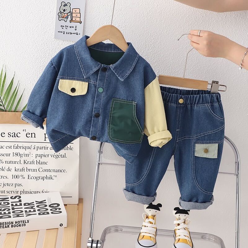 Patch pocket denim set