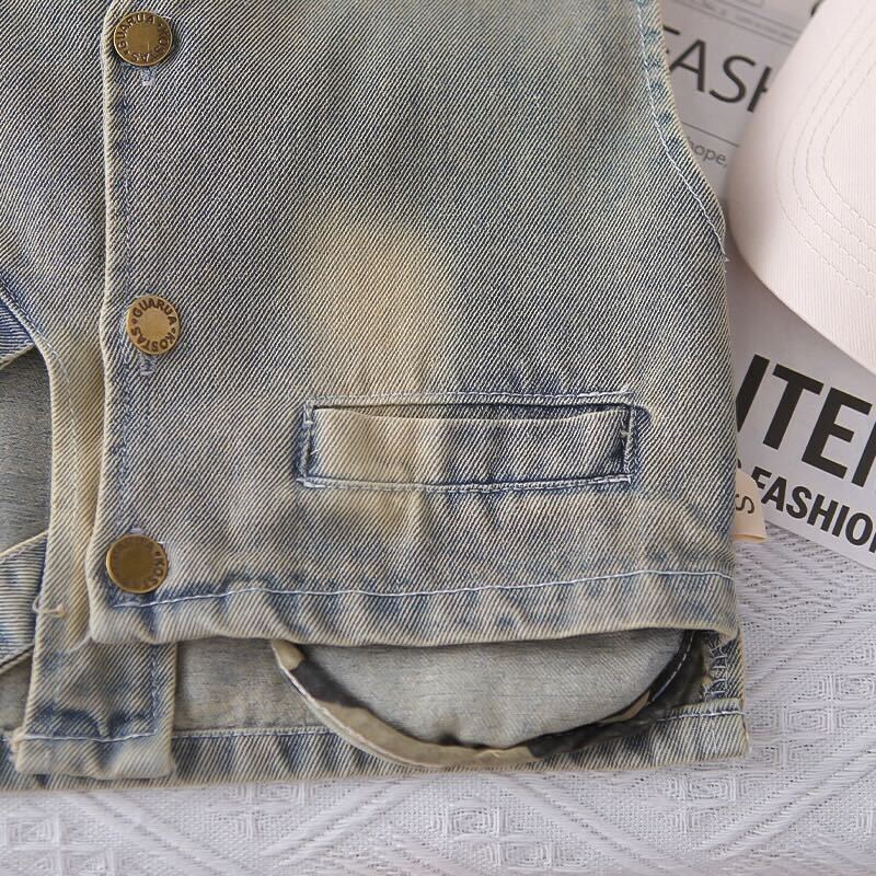 Denim vest three piece set