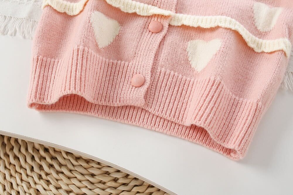 Heart made knitted winter set