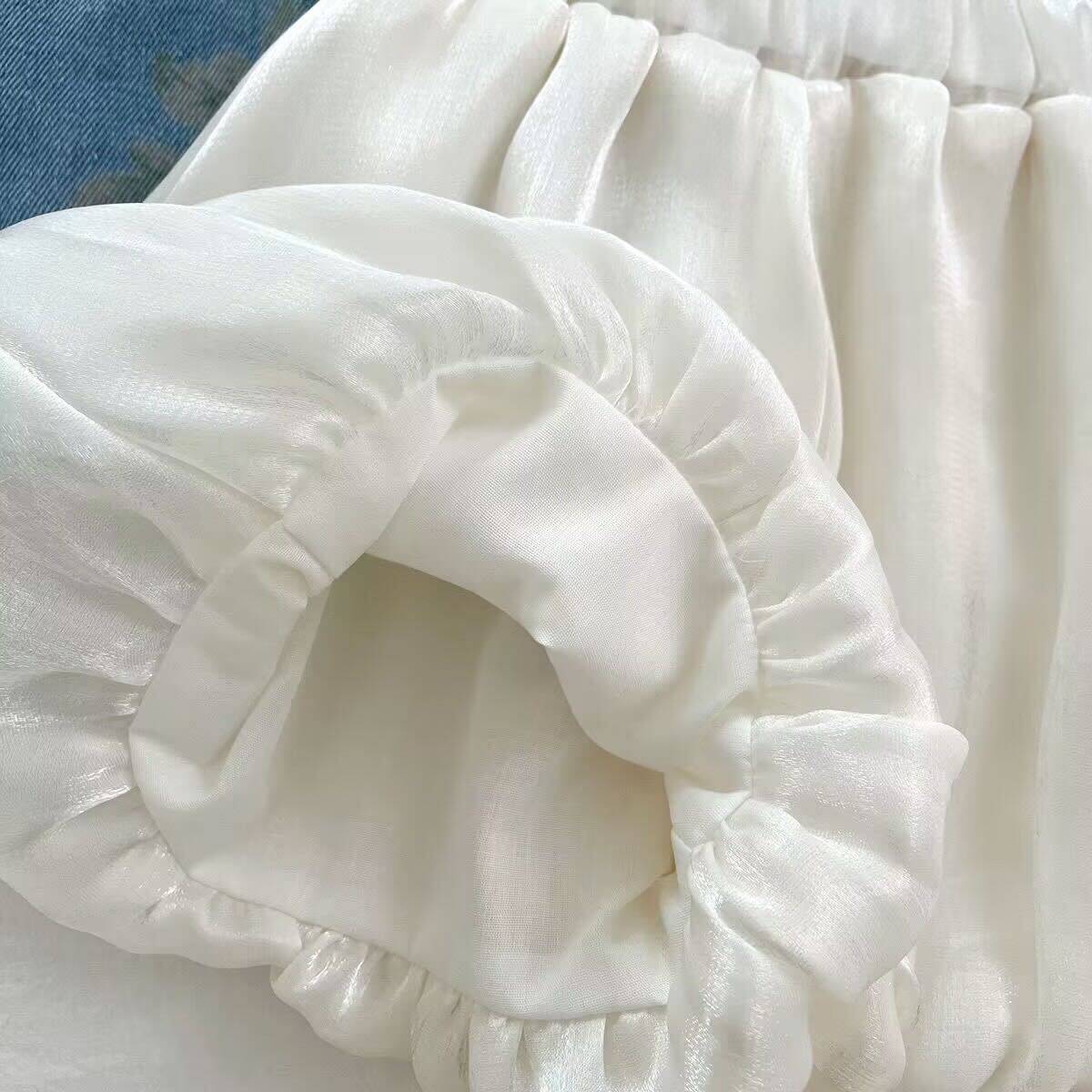 Floral denim top and balloon shorts set