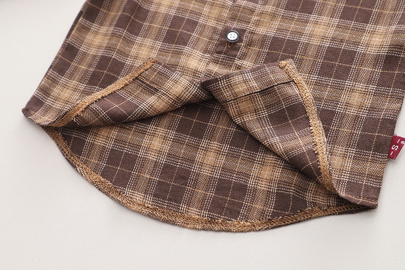 Teddy cardigan with checks shirt and cargo winter set