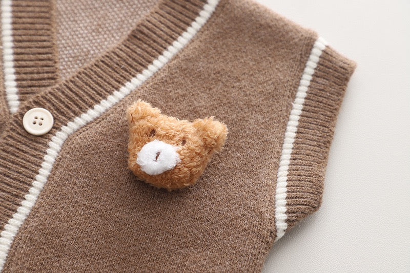 Teddy cardigan with checks shirt and cargo winter set