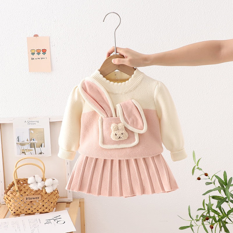 Bunny ear knitted winter set